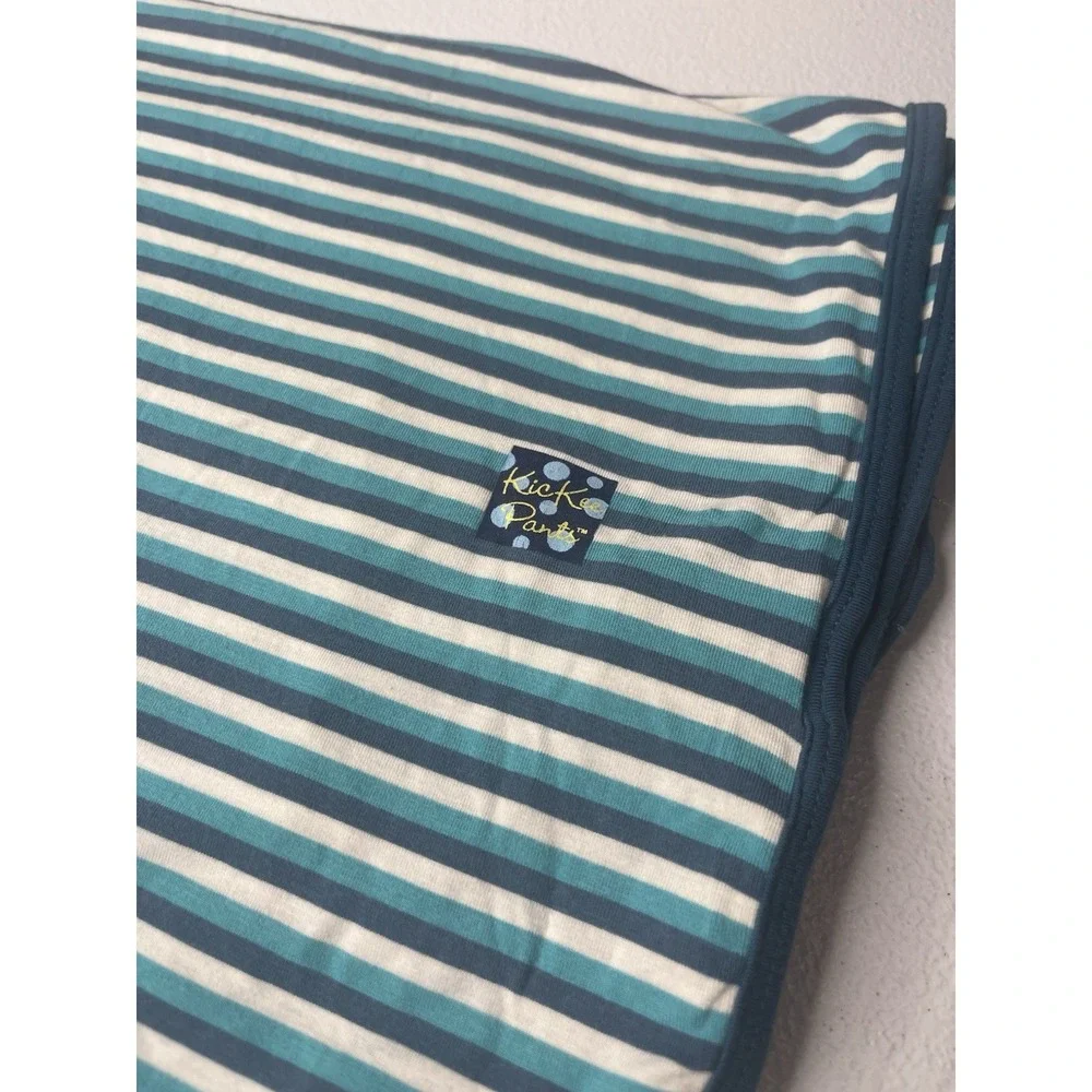 Kickee‎ Pants Swaddle Blanket Blue White Stripe